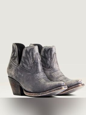 Ariat Gray Distressed Leather Western Booties